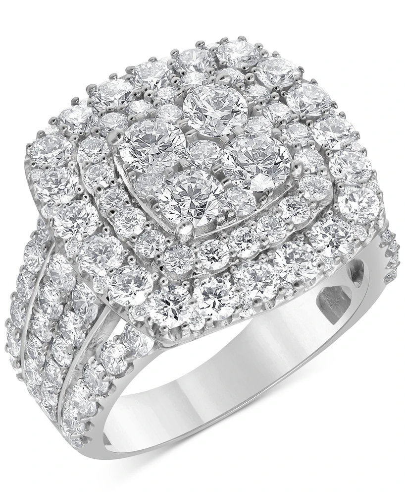 Diamond Double Halo Multirow Cluster Ring (4 ct. t.w.) in 14k White Gold