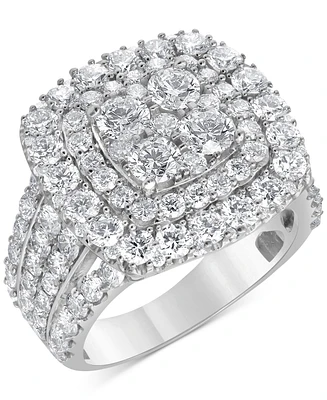 Diamond Double Halo Multirow Cluster Ring (4 ct. t.w.) in 14k White Gold
