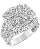 Diamond Double Halo Multirow Cluster Ring (4 ct. t.w.) in 14k White Gold