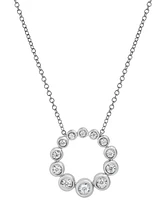 Diamond Graduated Bezel Circle Pendant Necklace (1/5 ct. t.w.) in 14k White Gold, 16" + 2" extender