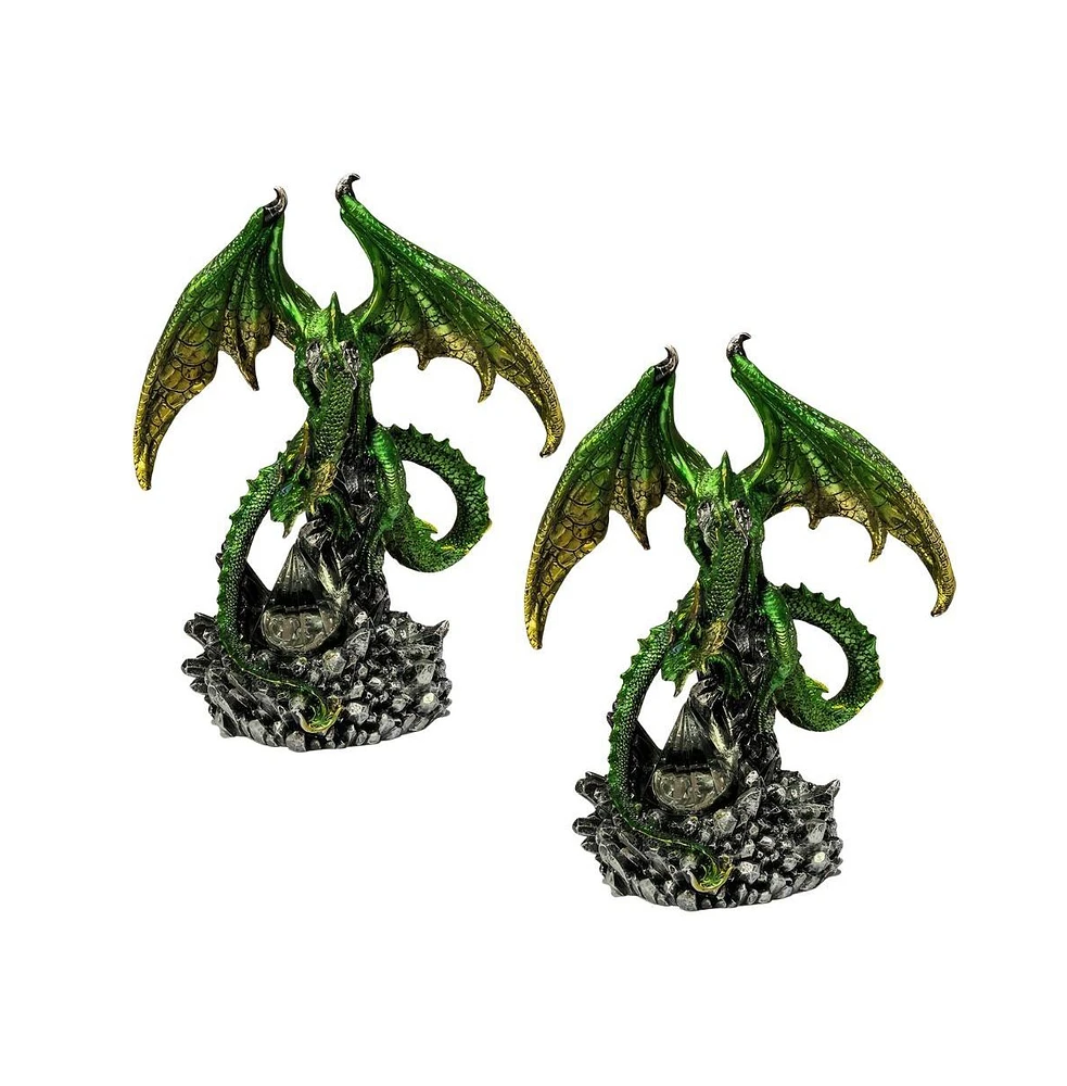 Fc Design 2-pc Set" 10.25"H Led Green Dragon with Icicle Figurine Statue Ornament Home Room Office Decor and Perfect Ideas for Housewarming, Holidays