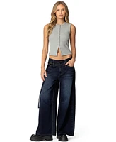 Edikted Women's Super Baggy Belted Low Rise Jeans