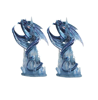 Fc Design "2-pc Set" 10"H Blue Dragon Sea Serpent on Icicle Figurine Statue Ornament Home Room Office Decor and Perfect Ideas for Housewarming, Holida