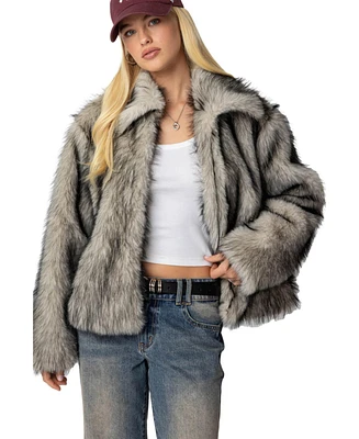 Edikted Women's Mob Wife Faux Fur Jacket