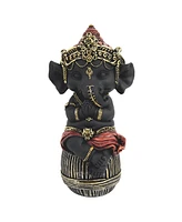 Fc Design "2-pc Set" 6.25"H Black Ganesha Sitting on Ottoman Figurine Statue Ornament Home Room Office Decor and Perfect Ideas for Housewarming, Holid