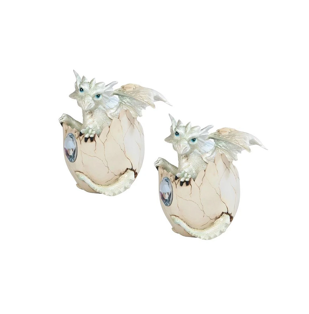 Fc Design "2-pc Set" 4"H Apirl Birthstone Silver Dragon Baby Hatchling Figurine Statue Ornament Home Room Office Decor and Perfect Ideas for Housewarm