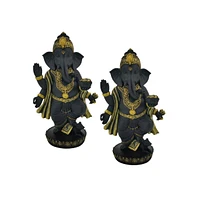 Fc Design "2-pc Set" 10.75"H Black Ganesh in Gold with Mushak Figurine Statue Ornament Home Room Office Decor and Perfect Ideas for Housewarming, Holi