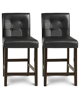 Gymax Set of 2 Bar Stools 25inch Counter Height Barstool Pub Chair Rubber Wood Black