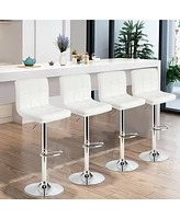 Gymax Set of 4 Pu Leather Bar Stool Swivel Bar Chair w/ Adjustable Height