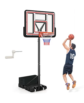 Costway 7.4-10 Ft Basketball Hoop Outdoor System with 44 Inch Shatterproof Pc Backboard