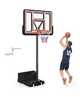 Costway 7.4-10 Ft Basketball Hoop Outdoor System with 44 Inch Shatterproof Pc Backboard