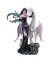 Fc Design "2-pc Set" 10"H Gothic Black Fairy Holding Glass Ball with White Dragon Figurine Statue Ornament Home Room Office Decor and Perfect Ideas fo