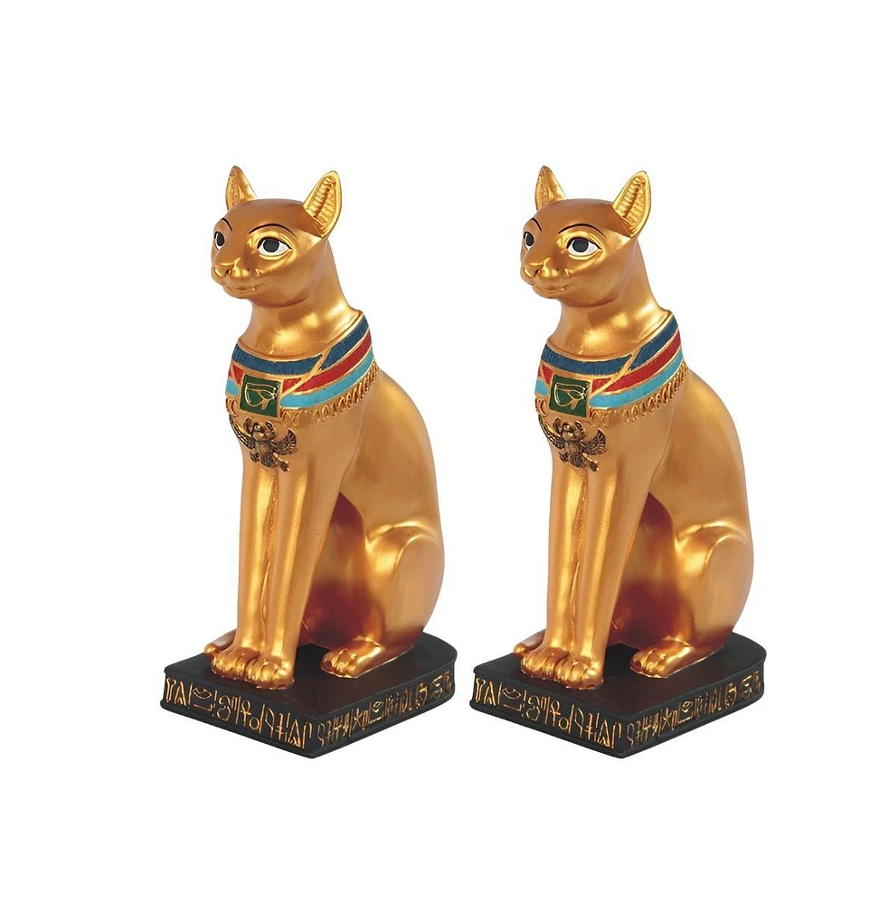 Fc Design "2-pc Set" 8.5"H Ancient Egyptian Cat Goddess Bastet Black and Gold Bast Figurine Statue Ornament Home Room Office Decor and Perfect Ideas f