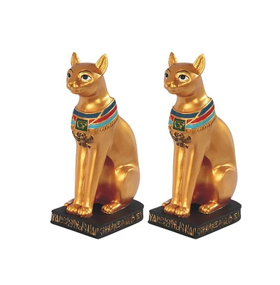 Fc Design "2-pc Set" 8.5"H Ancient Egyptian Cat Goddess Bastet Black and Gold Bast Figurine Statue Ornament Home Room Office Decor and Perfect Ideas f