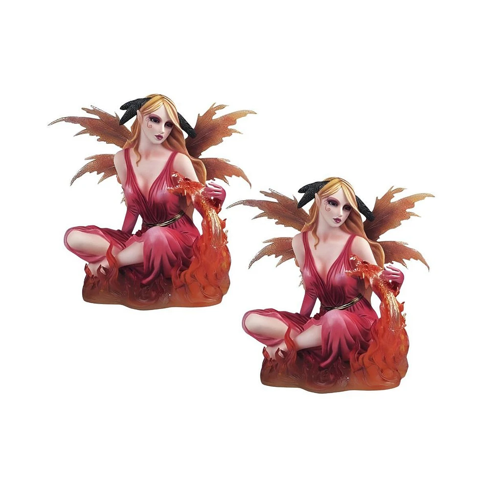 Fc Design "2-pc Set" 10"H Fire Fairy with Dragon Figurine Statue Ornament Home Room Office Decor and Perfect Ideas for Housewarming, Holidays and Birt