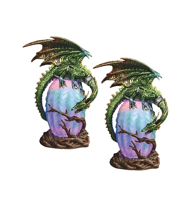 Fc Design "2-pc Set" 10"H Led Green Dragon on Lantern Figurine Statue Ornament Home Room Office Decor and Perfect Ideas for Housewarming, Holidays and