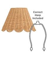 7" Top x 15" Bottom x 9 1/2" High x 9 1/2" Slant Lamp Shade Replacement Medium Brown Empire Round Tapered Farmhouse Coastal Country Natural Rattan Sca