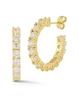 Rachel Zoe Gold Plated Crystal Round Hoop Earrings