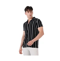 Campus Sutra Men's Black & White Pencil Striped Shirt
