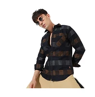 Campus Sutra Men's Grey & Olive Green Gun Club Check Shirt