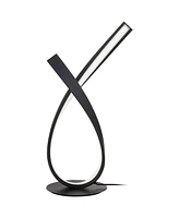 Possini Euro Design Twist 19 1/4" High Small Modern Accent Table Lamp Led Black Metal Single White Shade Living Room Bedroom Bedside Nightstand House