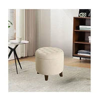 Slickblue Elegant Wooden Ottoman for Stylish Seating and Storage Solutions