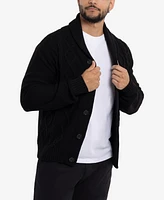 X-Ray Men's Shawl Collar Cable Knit Cardigan