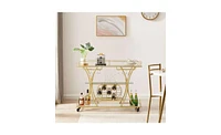 Slickblue Elegant Glass Bar Cart for Stylish Beverage Storage and Serving