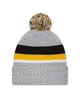 New Era Men's Heather Gray Pittsburgh Steelers Cuffed Knit Hat with Pom