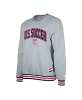 5th & Ocean by New Era Men's Gray Usmnt Throwback Fleece Crewneck Pullover Sweatshirt