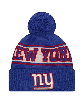 New Era Men's Royal New York Giants Retro Cuffed Knit Hat with Pom