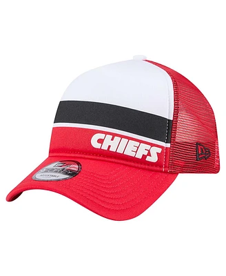 New Era Men's White/Red Kansas City Chiefs Sport Night Color Block 9FORTY A-Frame Trucker Adjustable Hat