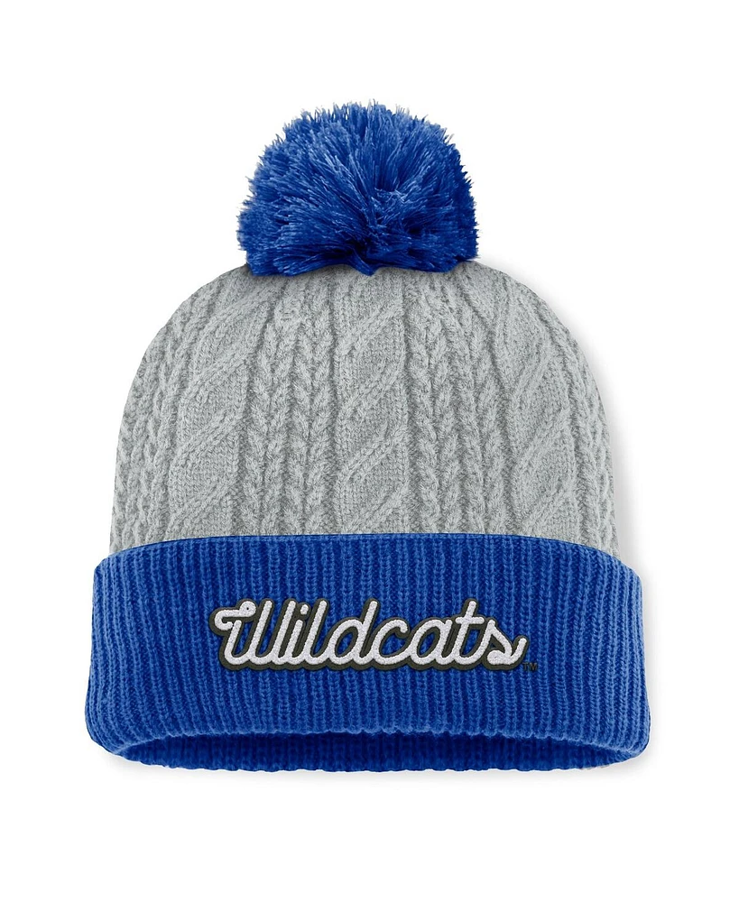 Top of the World Women's Gray/Royal Kentucky Wildcats Becca Cuffed Knit Hat with Pom