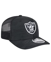 New Era Men's Black Las Vegas Raiders Adventure Camo Trucker 9SEVENTY Stretch-Snap Adjustable Hat