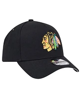 New Era Men's Black Chicago Blackhawks Core A-Frame 9FORTY Adjustable Hat