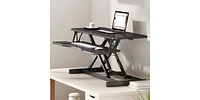 Slickblue Sit to Stand Desk Converter with Dual Monitor and Laptop Workstation