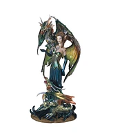 Fc Design "2-pc Set" 9.5"H Green Fairy with Clear Wings and Two Dragons Figurine Statue Ornament Home Room Office Decor and Perfect Ideas for Housewar