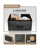 Sorbus Nightstand with 3 Drawers - Steel Frame, Wood Top & Easy Pull Fabric Bins - Perfect for Home, Bedroom, Office & College Dorm