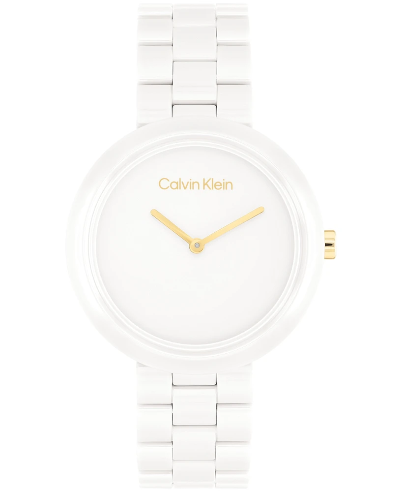 Calvin Klein Women's Ck Pure White Ceramic Watch Bracelet, 44mm