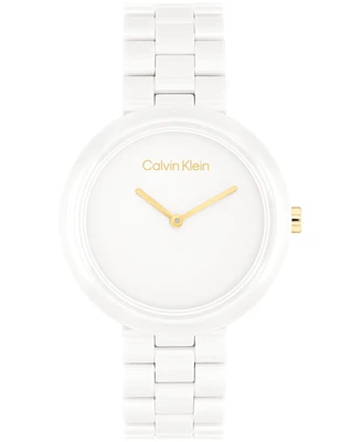 Calvin Klein Women's Ck Pure White Ceramic Watch Bracelet, 44mm