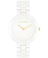 Calvin Klein Women's Ck Pure White Ceramic Watch Bracelet, 44mm