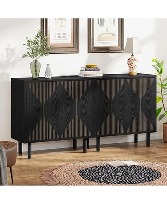 Tribesigns Sideboard Storage Cabinet, Wooden Buffet Floor Cabinet with Doors, Accent for Living Room