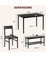 gaomon Dining Table Set for 4, Modern Kitchen Table with Bench and Chairs