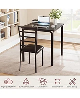 gaomon 3 Piece Dining Table Set for 2 Metal Frame Wood Kitchen Table and 2 Chairs Small Dining Furniture Set for Small Space Apartment Dining Room