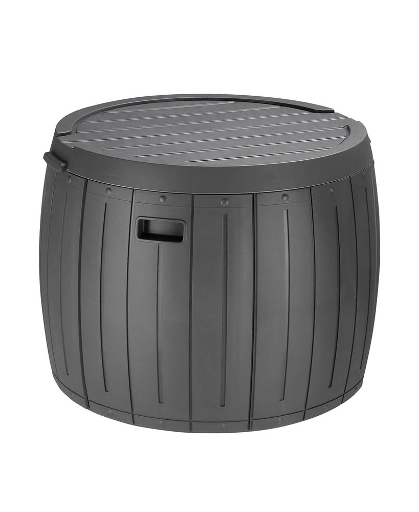 Slickblue 36 Gallon Round Deck Box, Thickened Outdoor Storage Box for Patio Furniture