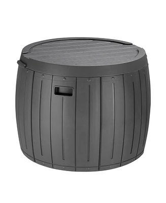 Slickblue 36 Gallon Round Deck Box, Thickened Outdoor Storage Box for Patio Furniture