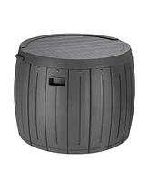 Slickblue 36 Gallon Round Deck Box, Thickened Outdoor Storage Box for Patio Furniture