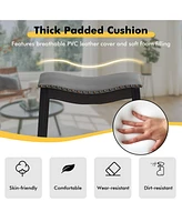 Gymax Set of Saddle Bar Stools Height Kitchen Chairs w/ Rubber Wood Legs