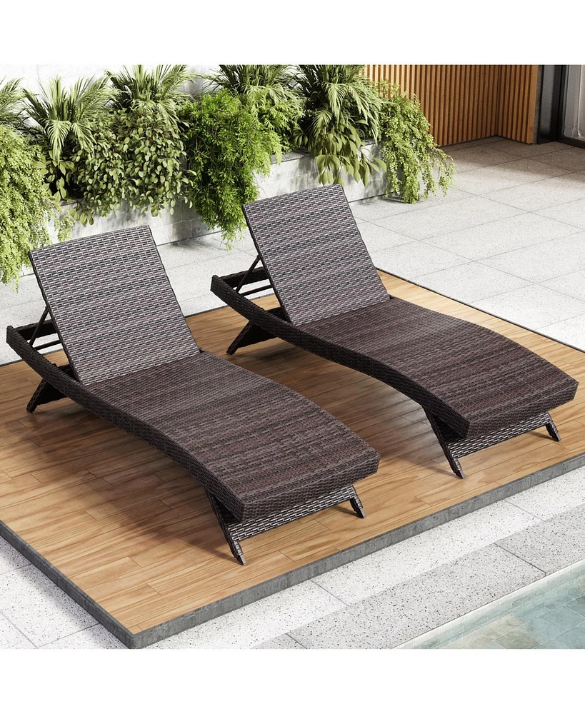 Nestl Outdoor Patio Chaise Wicker Lounge Chair with Reclining Backrest