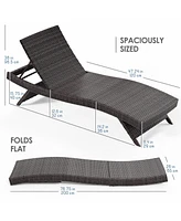 Nestl Outdoor Patio Chaise Wicker Lounge Chair with Reclining Backrest